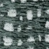 Swan patterned fabric swatches in gray tones display woven texture, repeating motifs, and text labels against a dark, neutral backdrop.